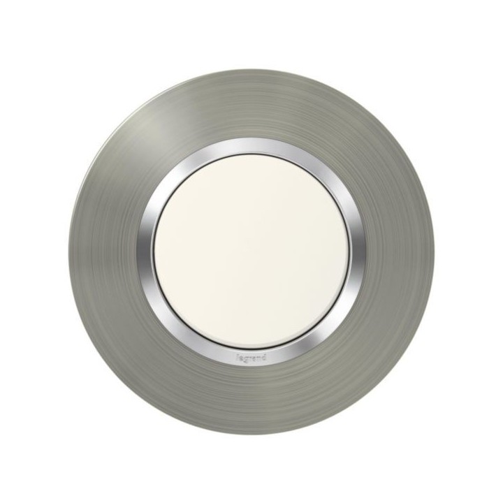 Legrand - Plaque ronde dooxie 1 poste finition effet inox brossé - Réf : 600978