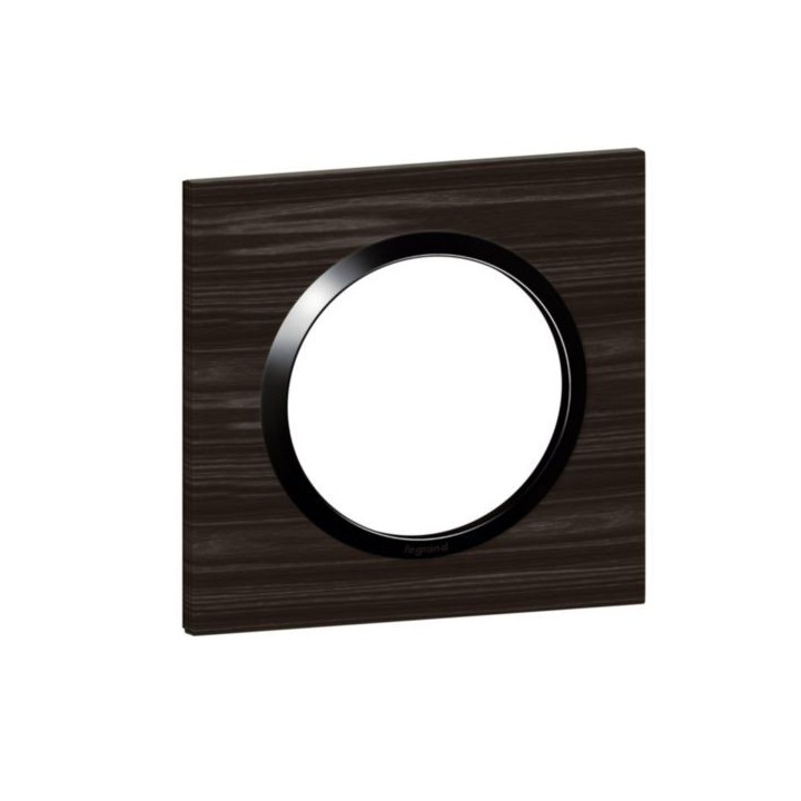 Legrand - Plaque carrée dooxie 1 poste finition effet bois ébène - Réf : 600881