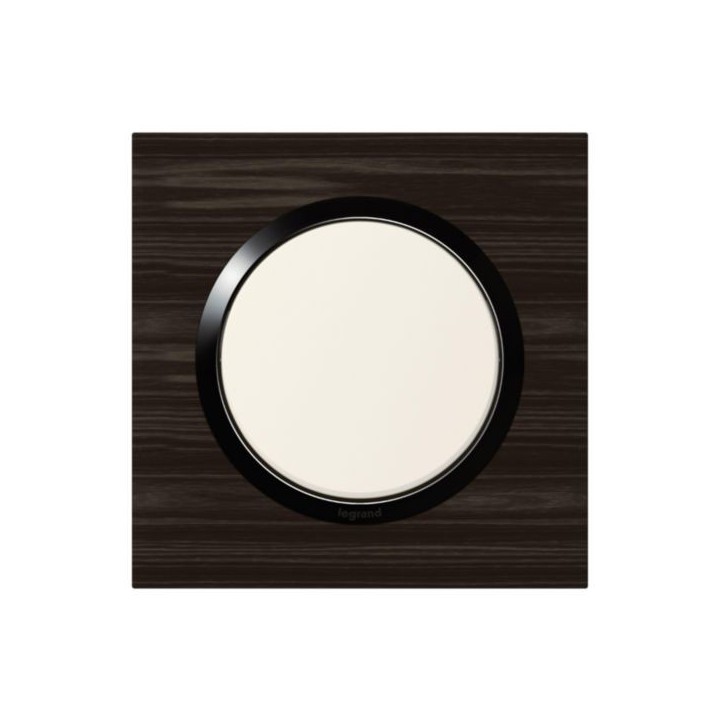 Legrand - Plaque carrée dooxie 1 poste finition effet bois ébène - Réf : 600881