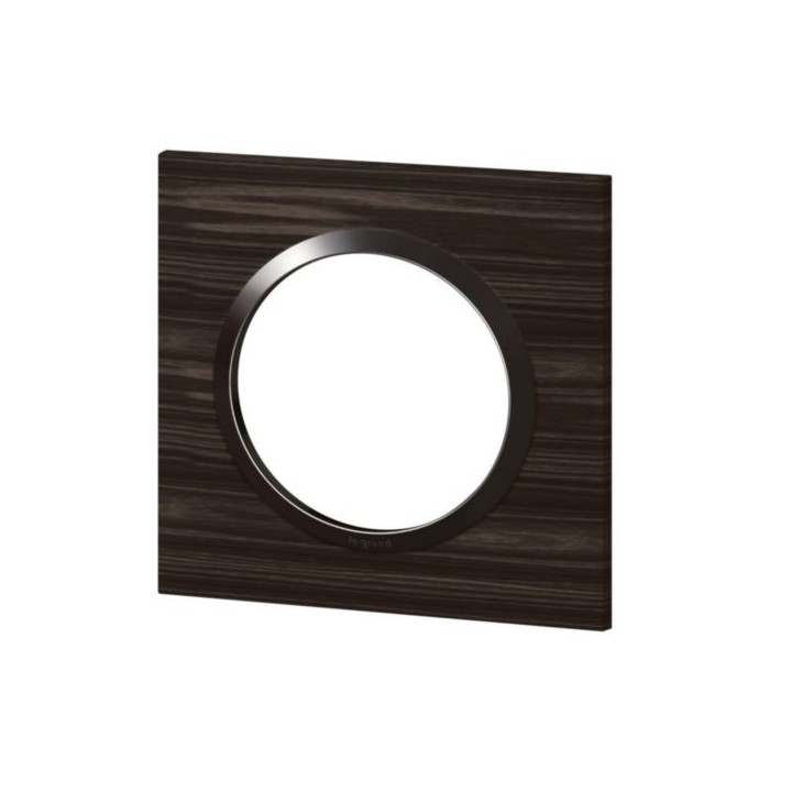 Legrand - Plaque carrée dooxie 1 poste finition effet bois ébène - Réf : 600881