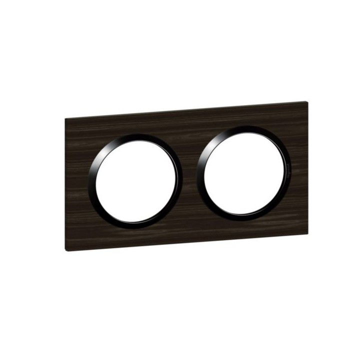 Legrand - Plaque carrée dooxie 2 postes finition effet bois ébène - Réf : 600882