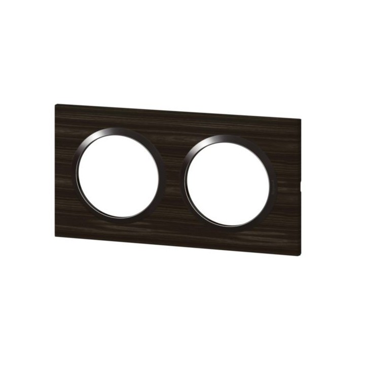 Legrand - Plaque carrée dooxie 2 postes finition effet bois ébène - Réf : 600882