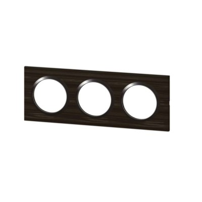Legrand - Plaque carrée dooxie 3 postes finition effet bois ébène - Réf : 600883