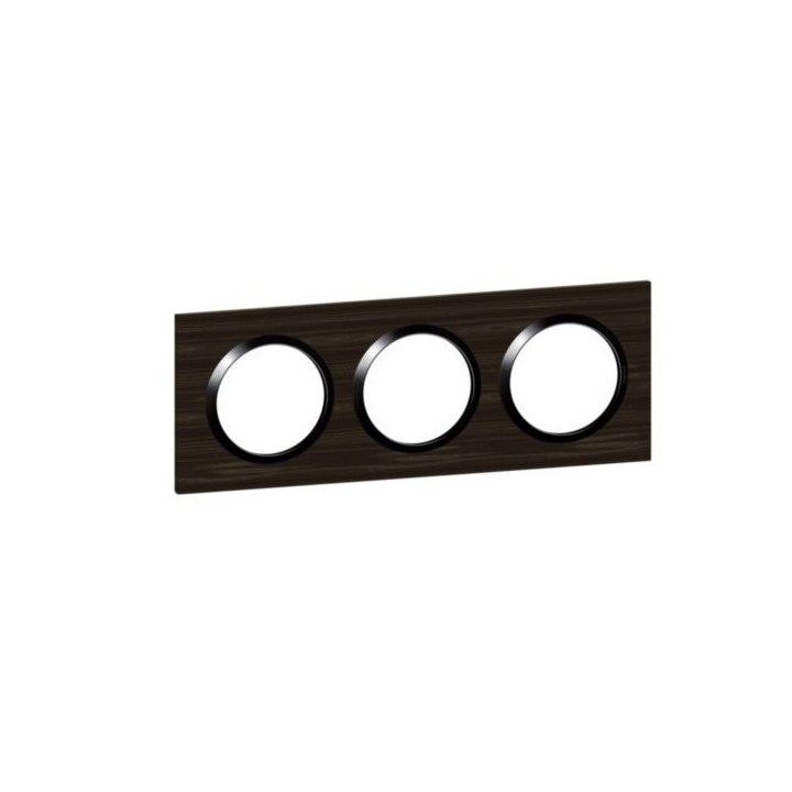 Legrand - Plaque carrée dooxie 3 postes finition effet bois ébène - Réf : 600883