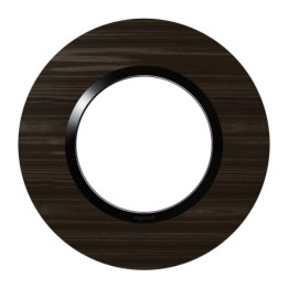 Legrand - Plaque ronde dooxie 1 poste finition effet bois ébène - Réf : 600979