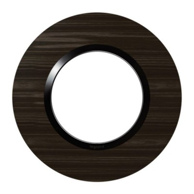 Legrand - Plaque ronde dooxie 1 poste finition effet bois ébène - Réf : 600979