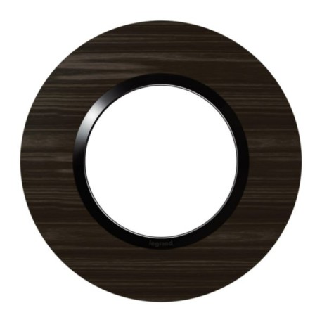 Legrand - Plaque ronde dooxie 1 poste finition effet bois ébène - Réf : 600979
