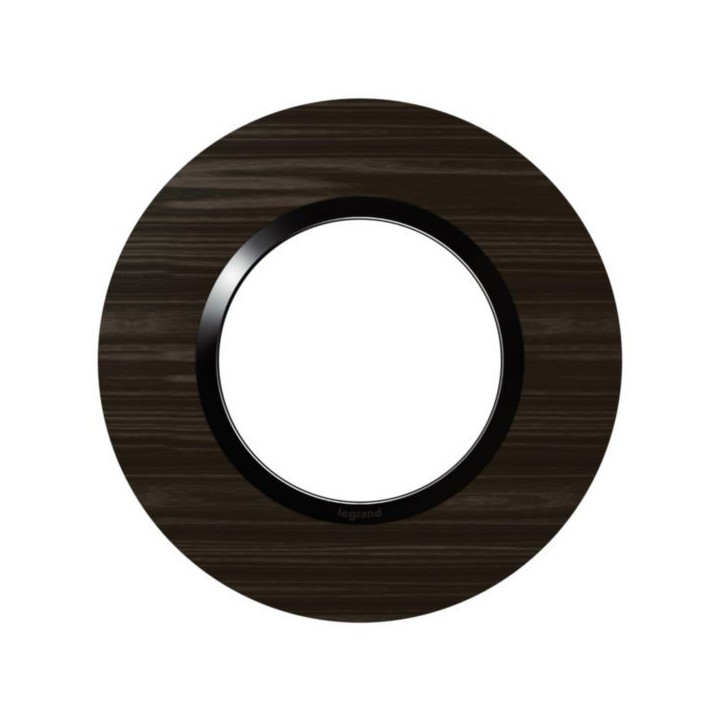 Legrand - Plaque ronde dooxie 1 poste finition effet bois ébène - Réf : 600979