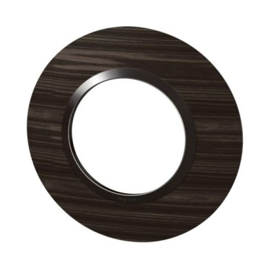Legrand - Plaque ronde dooxie 1 poste finition effet bois ébène - Réf : 600979