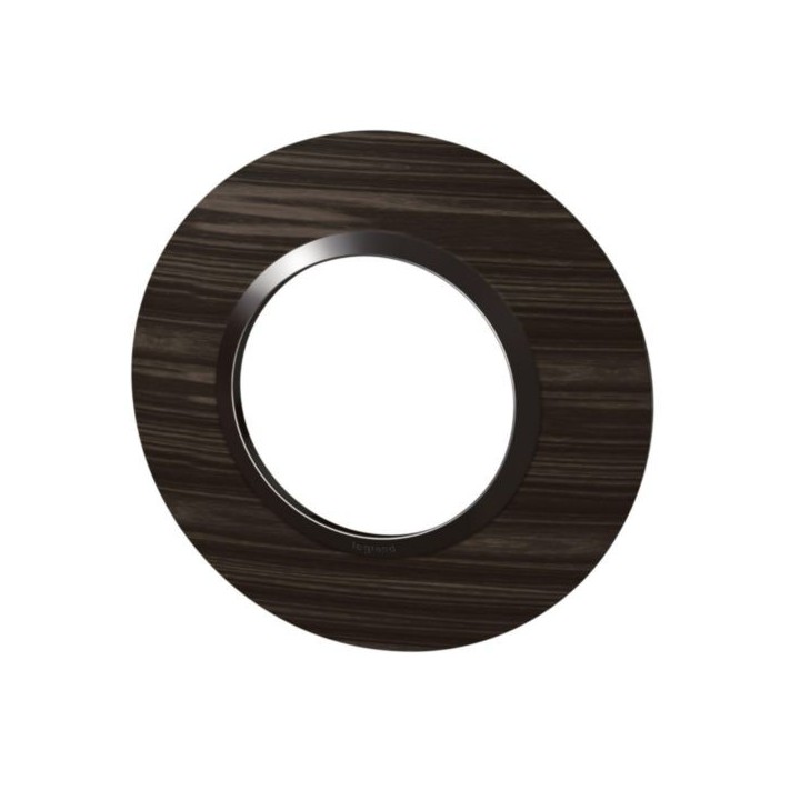 Legrand - Plaque ronde dooxie 1 poste finition effet bois ébène - Réf : 600979