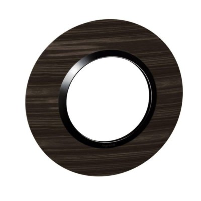 Legrand - Plaque ronde dooxie 1 poste finition effet bois ébène - Réf : 600979