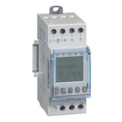 Legrand - Interrupteur crépusculaire modulaire programmable - 16A 250V~ avec cellule photoélectrique - 2 modules - Réf : 412626