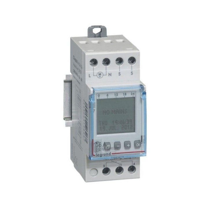 Legrand - Interrupteur crépusculaire modulaire programmable - 16A 250V~ avec cellule photoélectrique - 2 modules - Réf : 412626