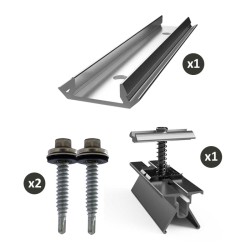 ET System - Pack de fixation : 1 wagon + fixation alu H30-33mm - 1 rail 140mm + joint EPDM - 2 vis autoperceuses - Réf: FIX106-P