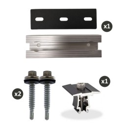 IZIPV - Pack de fixation : 1 mini rail L130xP39xH20mm - 1 étrier intermédiaire 30-40mm - 2 vis autoperceuses - Réf: IZIASRH15-P