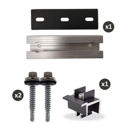 IZIPV - Pack de fixation : 1 mini rail L130xP39xH20mm - 1 étrier extérieur 30-40mm - 2 vis autoperceuses - Réf: IZIASRH15-P2