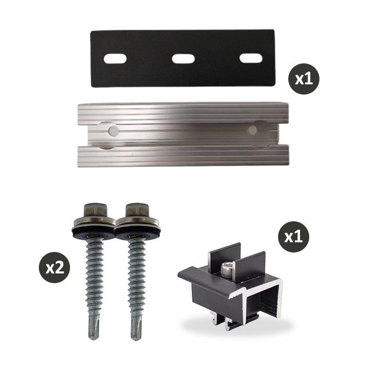 IZIPV - Pack de fixation : 1 mini rail L130xP39xH20mm - 1 étrier extérieur 30-40mm - 2 vis autoperceuses - Réf: IZIASRH15-P2