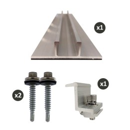 IZIPV - Pack de fixation : 1 mini rail L400xL80xH20mm - 1 étrier extérieur 30-35mm - 2 vis autoperceuses - Réf : IZIASDR07-P2