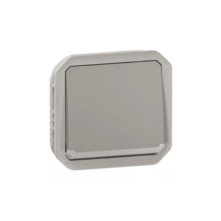Legrand - Poussoir NO avec voyant témoin étanche Plexo 10A IP55 IK08 composable gris - Réf : 069533L