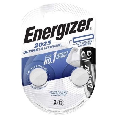 Energizer - Lot de 2 piles bouton CR2025 - Lithium 3V - Réf : CR2025