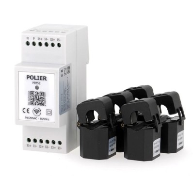 Polier - Ecocompteur monophasé connecté WIFI 5 postes (RT2012 - RE2020) - 2 modules - 5 TC ouvrants inclus - Réf : MM5E5C
