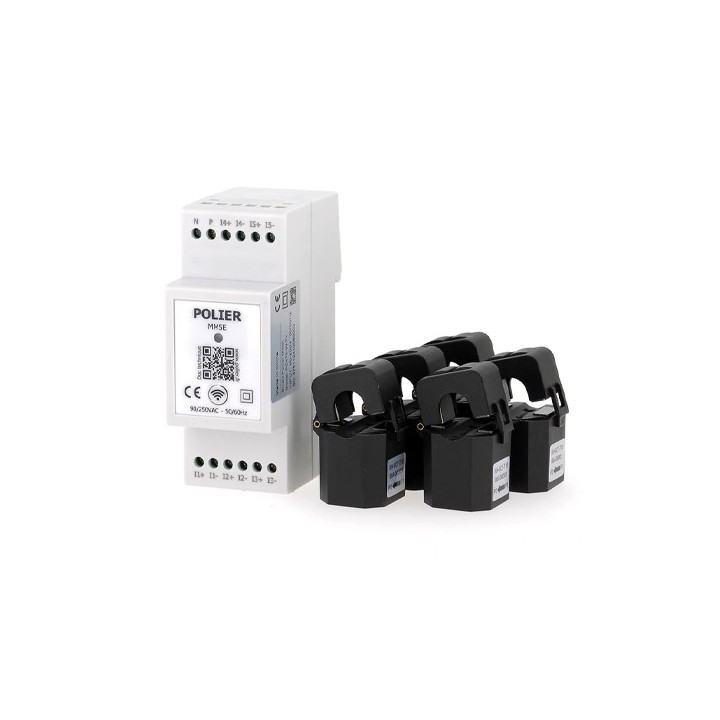 Polier - Ecocompteur monophasé connecté WIFI 5 postes (RT2012 - RE2020) - 2 modules - 5 TC ouvrants inclus - Réf : MM5E5C