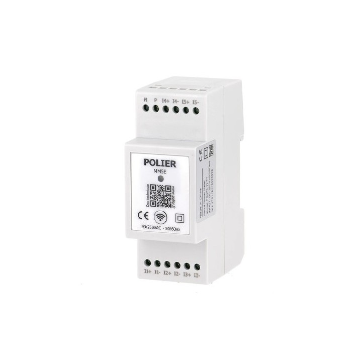 Polier - Ecocompteur monophasé connecté WIFI 5 postes (RT2012 - RE2020) - 2 modules - 5 TC ouvrants inclus - Réf : MM5E5C