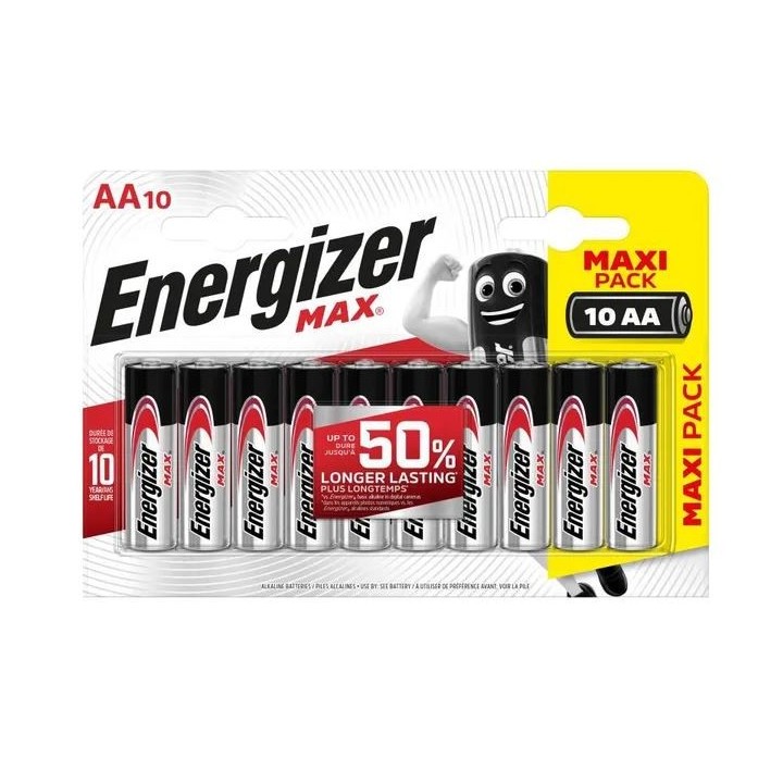 Energizer - Pack de 10 piles alcalines AA/LR6 - Réf : 437775
