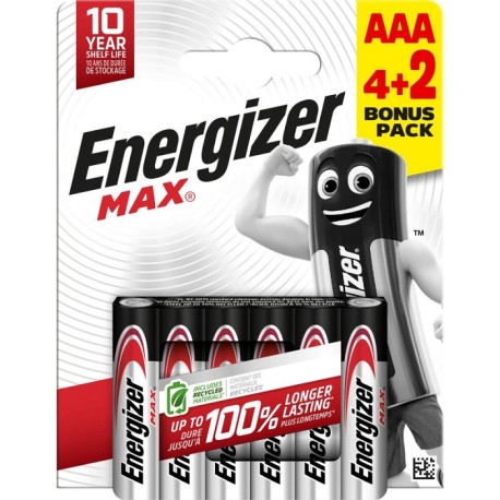 Energizer - 4+2 piles alcalines AAA/LR03 - Réf : 438192