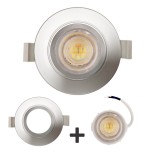 Krisane - Spot LED CCT 3000/4000/6500K°- 7W - Ø47 mm et collerette aluminium fixe - IP54 - Réf : KRI24174-31