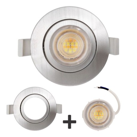 Krisane - Spot LED CCT 3000/4000/6500K°- 7W - Ø47 mm et collerette aluminium orientable - IP54 - Réf : KRI24174-32