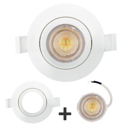 Krisane - Spot LED CCT 3000/4000/6500K°- 7W - Ø47 mm et collerette blanche orientable - IP54 - Réf : KRI24174-22