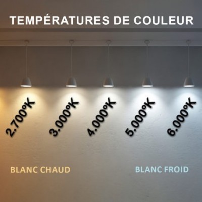 Krisane - Kit Spot LED CCT 3000/4000/6500K°- 7W - Ø47 mm et collerette noire orientable - IP54 - Réf : KRI24174-42