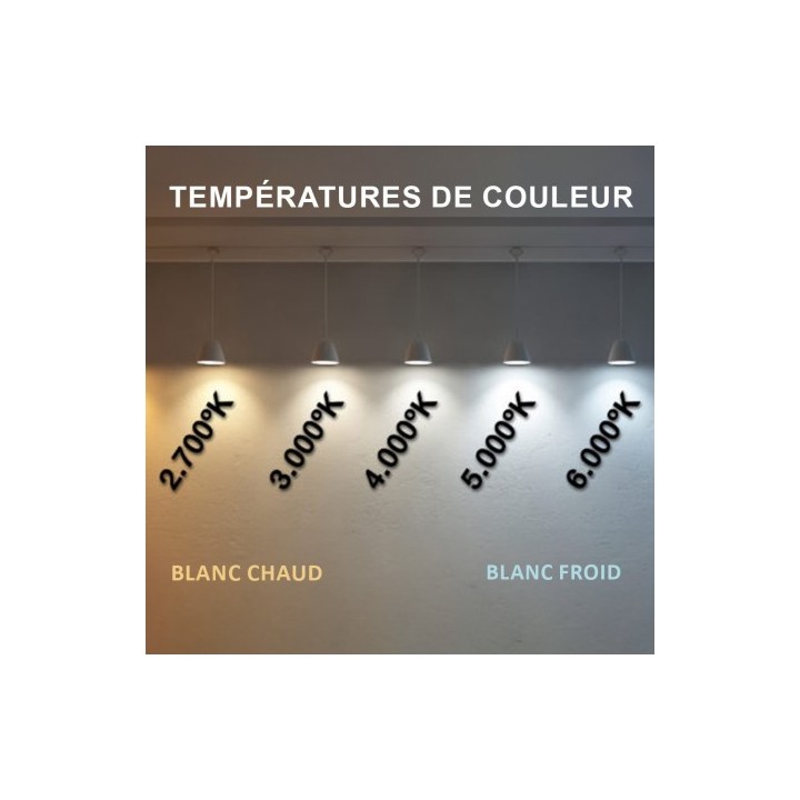 Krisane - Kit Spot LED CCT 3000/4000/6500K°- 7W - Ø47 mm et collerette noire orientable - IP54 - Réf : KRI24174-42