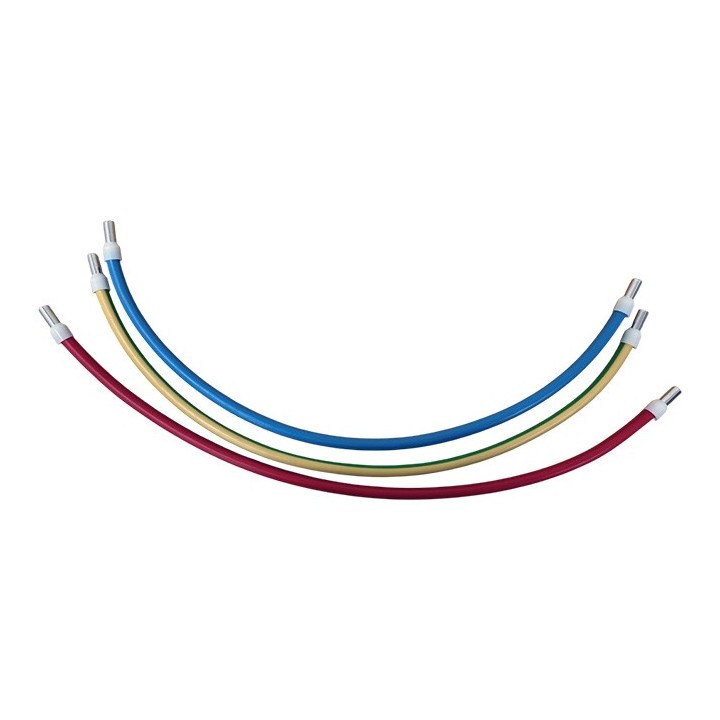 Lot de 3 cordons pour raccordement parafoudre - 16mm² - 40cm - rouge - bleu - vert/jaune - Réf : VRH40-L