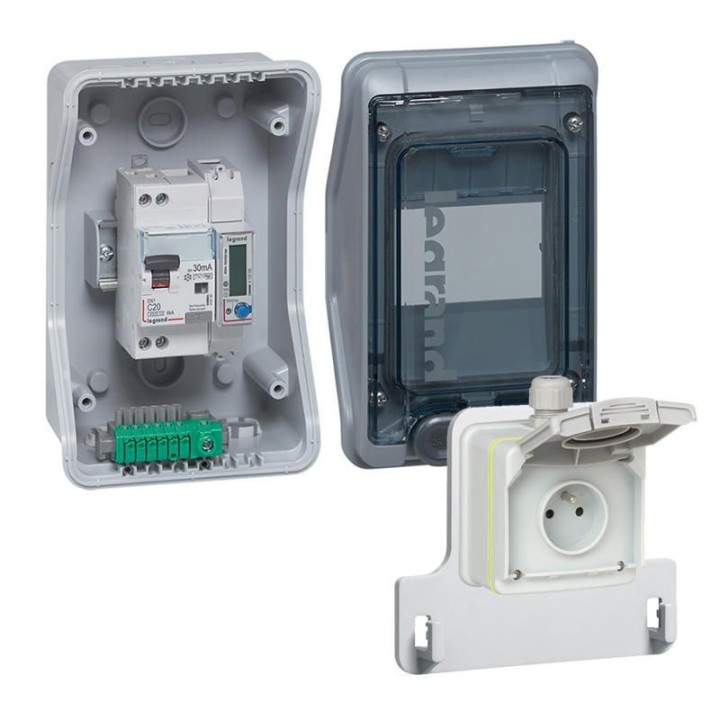 Legrand -  Kit Green'up Access pour VE avec coffret équipé et pré-câblé - prise - disjoncteur différentiel - Réf : 090481
