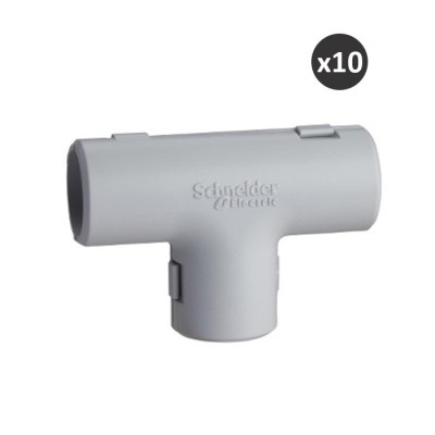 Schneider - Lot de 10 tés pour tube 3321 - Gris - Ø25 mm - Réf : ENN44325(10)