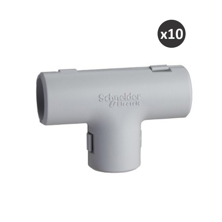 Schneider - Lot de 10 tés pour tube 3321 - Gris - Ø25 mm - Réf : ENN44325(10)