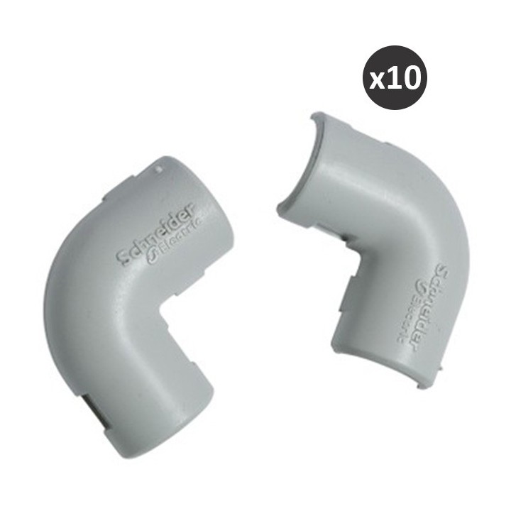 Schneider - Lot de 10 équerres pour tube 3321 - Gris - Ø16 mm - Réf : ENN42316(10)