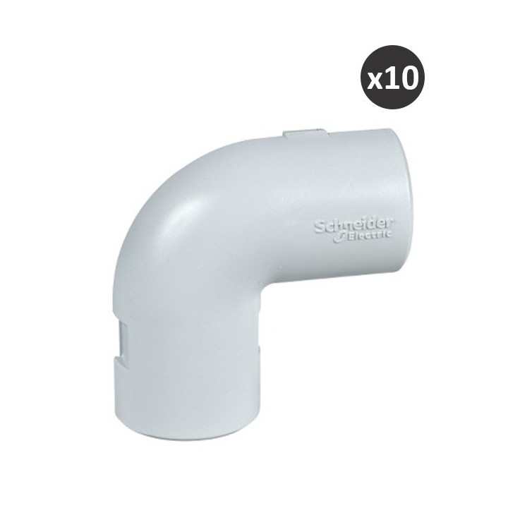 Schneider - Lot de 10 équerres pour tube 3321 - Gris - Ø25 mm - Réf : ENN42325(10)