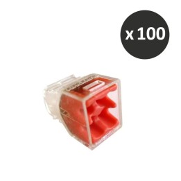 Eur'ohm - Lot de 100 Connexions rapides - 4 entrées - rouge - réf : 70054