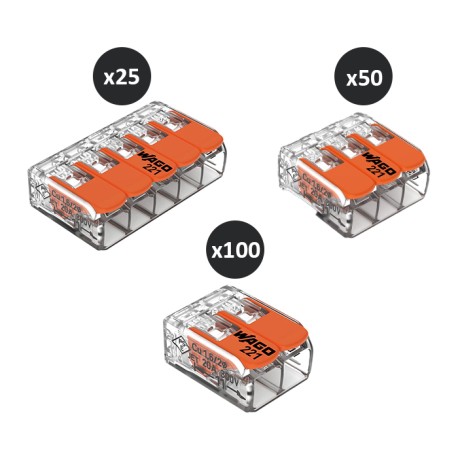 Wago - Lot de 175 bornes de raccordement COMPACT - 2/3/5 conducteurs - Réf : 221-41235