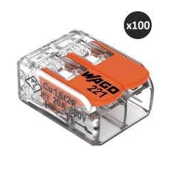 Wago - 100 Bornes de raccordement COMPACT - 2 conducteurs - Réf : 221-412(100)