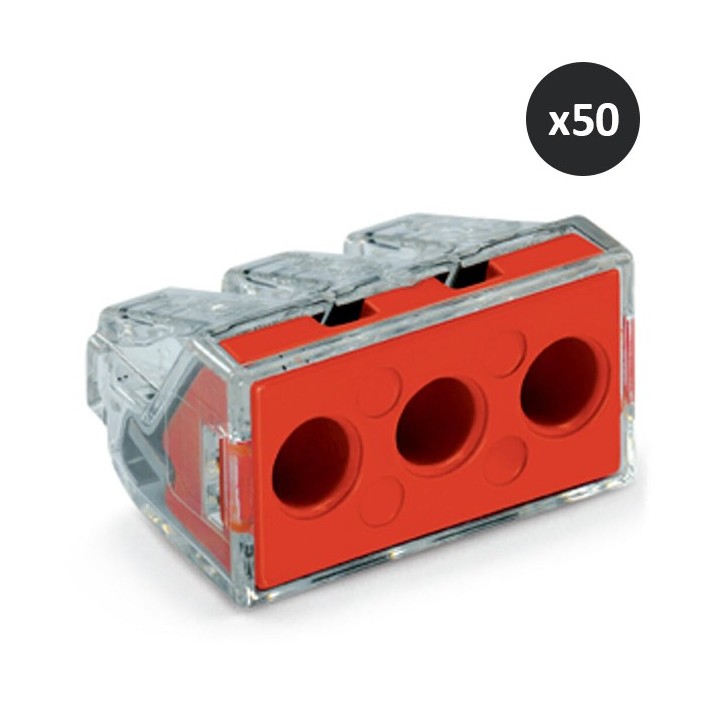 Wago - Boîte de 50 bornes pour boîtes de dérivation - 3 conducteurs - Réf : 773-173(50)