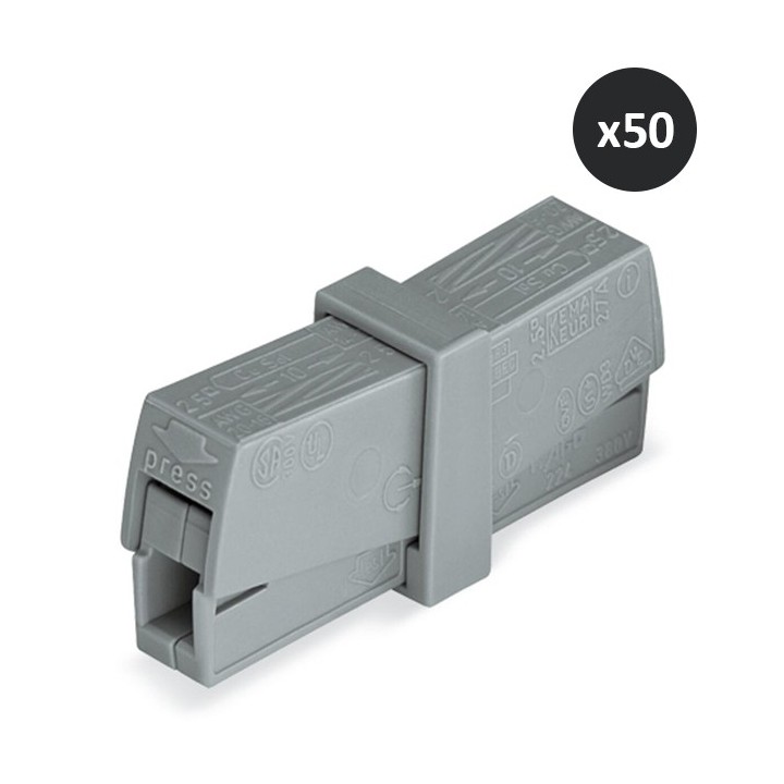 Wago - Boîte de 50 bornes de service pour tous conducteurs - Série 224 - Gris - Réf : 224-201(50)