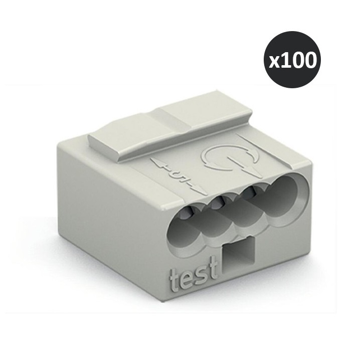 Wago - Boite de 100 bornes micro - 4 fils - Pour conducteurs rigides - Série 243 Courant faible - Réf : 243-304(100)