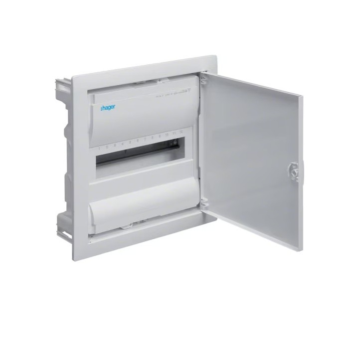 Hager - Coffret Volta encastrable - 12 modules - 1 rangée - blanc - Réf : VU12NE