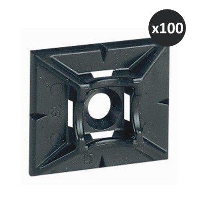 Legrand - Embase adhésive incolore Colring pour colliers largeur 4,6mm maxi - Boite de 100 - noir - Réf : 032067