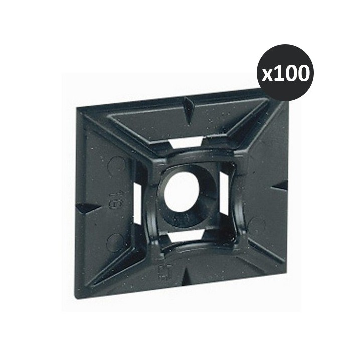 Legrand - Embase adhésive incolore Colring pour colliers largeur 4,6mm maxi - Boite de 100 - noir - Réf : 032067