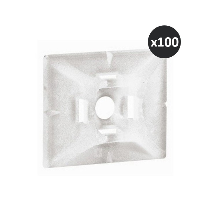 Legrand - 100 Embases adhésives incolores Colring pour colliers largeur 4,6mm maxi - Réf : 032065